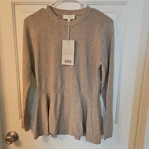 Women's Tan Peplum Sweater